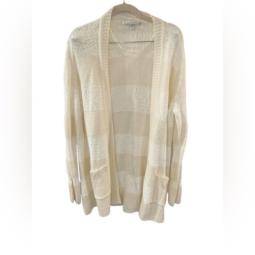 LC Lauren Conrad Beige Open-Front Cardigan